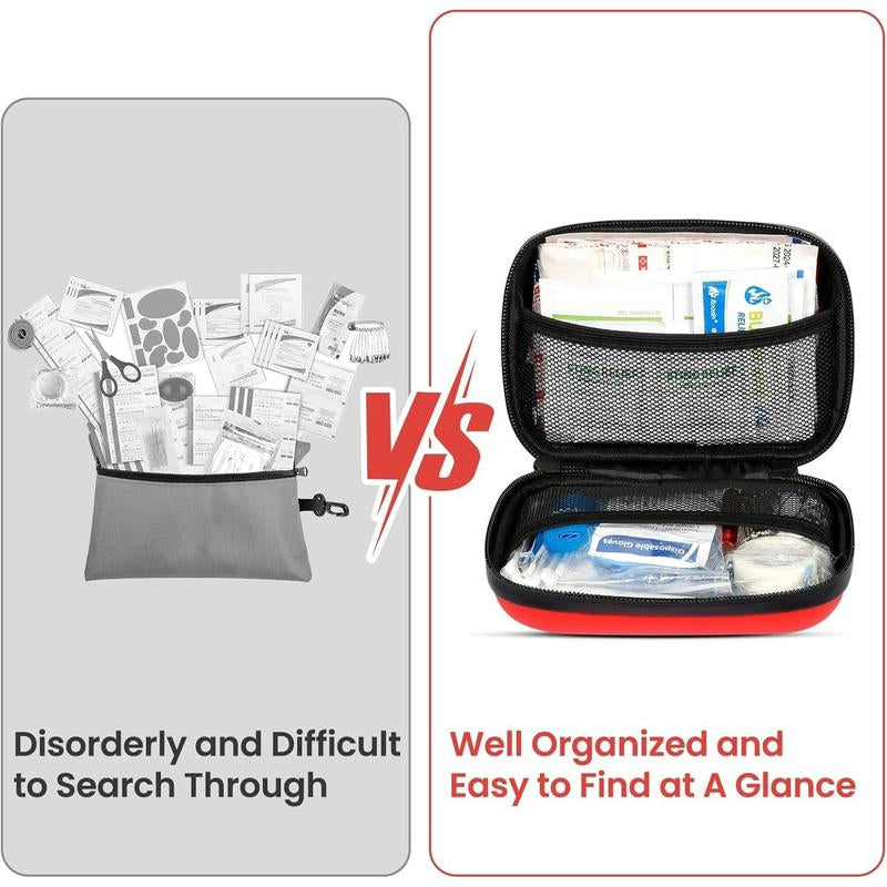 120-Piece First Aid Kit for Travel,Car & Emergency Survival - Compact Waterproof Medical Supplies with Trauma Bandages,Burn Gel & Fever Cooling Patch | Portable for Camping,Hiking,Sports(Red)